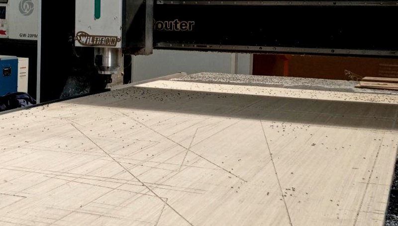 CNC routed panel surface, macro